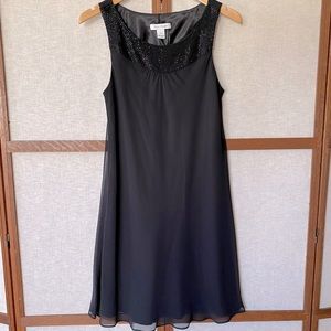 White House Black Market Little Black Swing Dress With Beaded Neckline